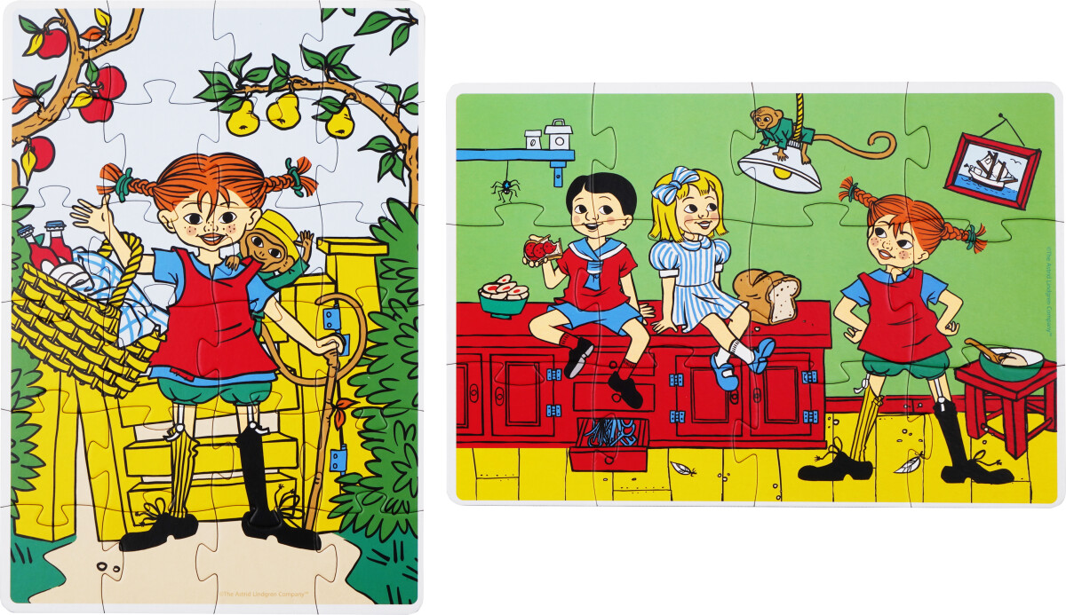 Pippi Langstrømpe - 2 Puslespil - 12 14 Brikker