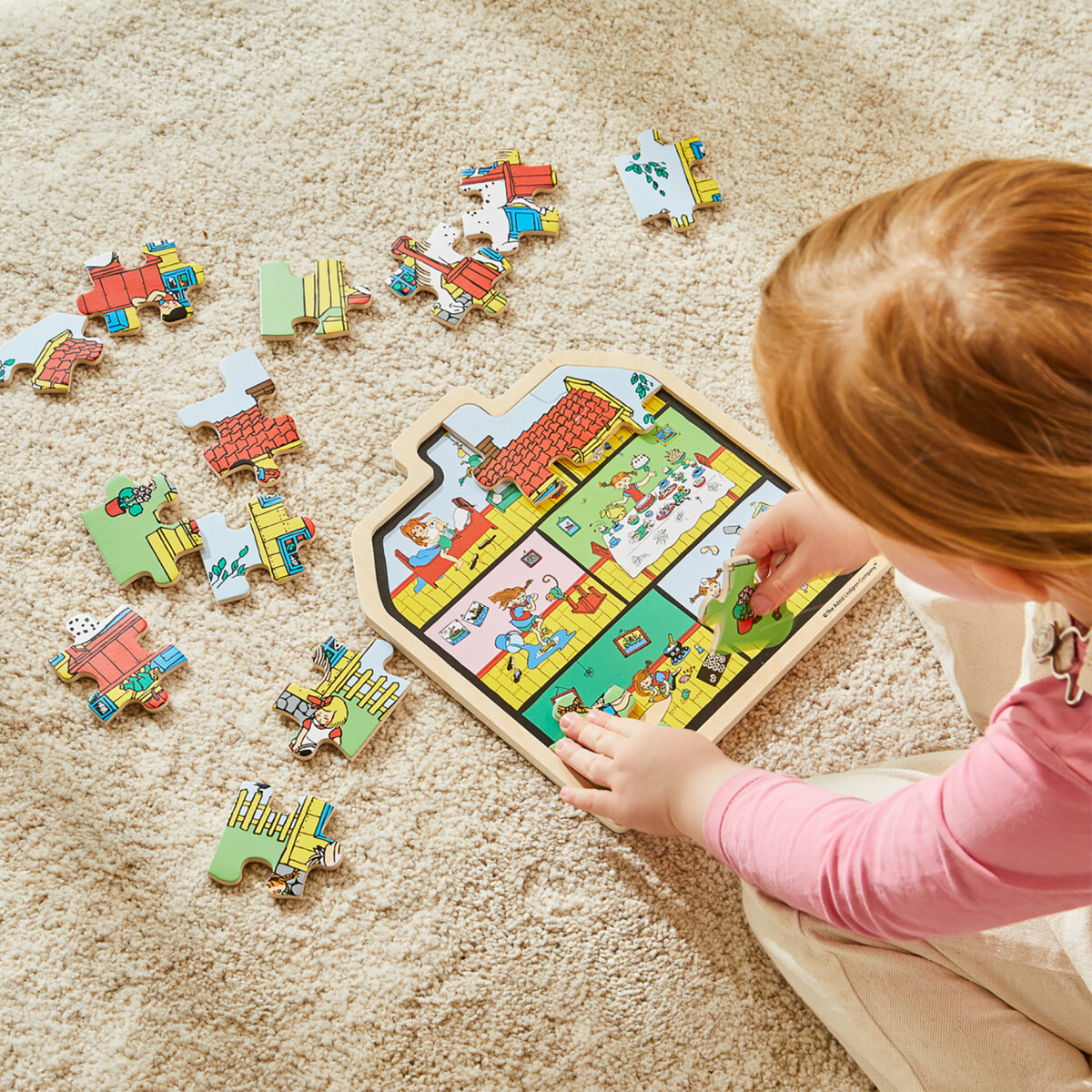 Barbo Toys - Puslespil I Træ - Pippi Langstrømpe - Hus