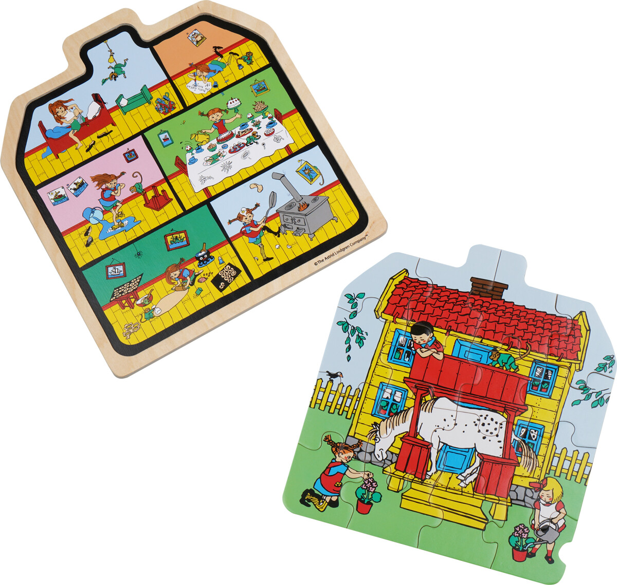 Barbo Toys - Puslespil I Træ - Pippi Langstrømpe - Hus
