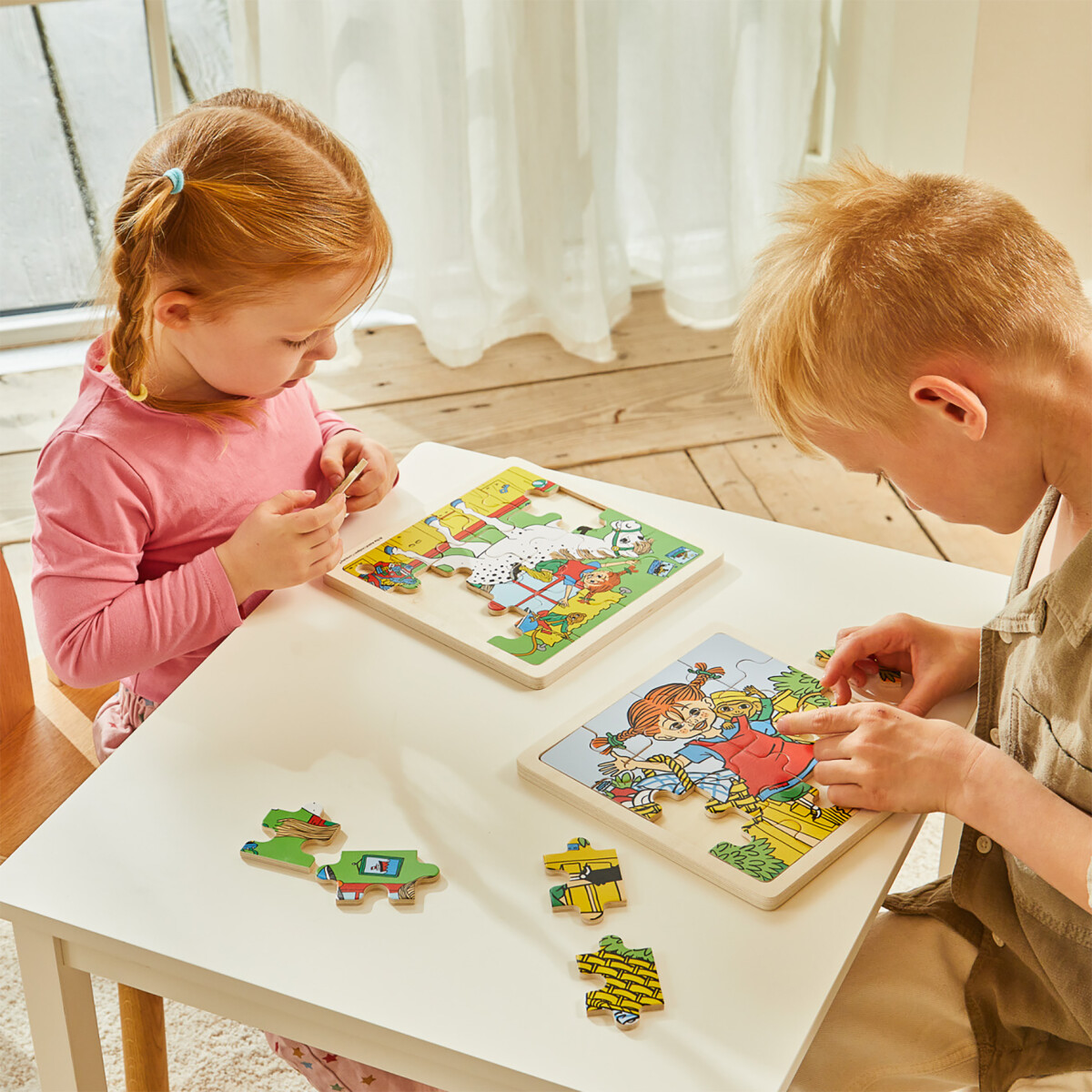 Barbo Toys - Puslespil I Træ - Pippi Langstrømpe - På Hest