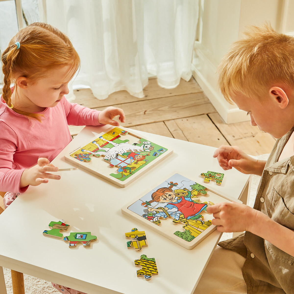 Barbo Toys - Puslespil I Træ - Pippi Langstrømpe - Pippi Og Hr Nilsson