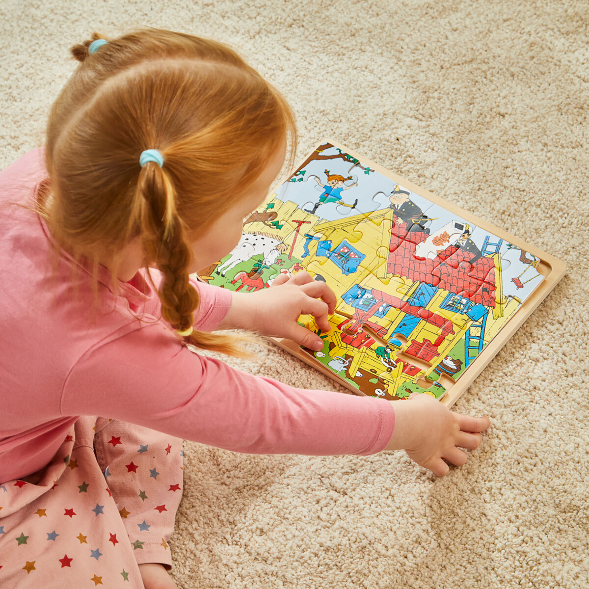 Pippi Langstrømpe - Rammepuslespil I Træ - 24 Brikker - Barbo Toys