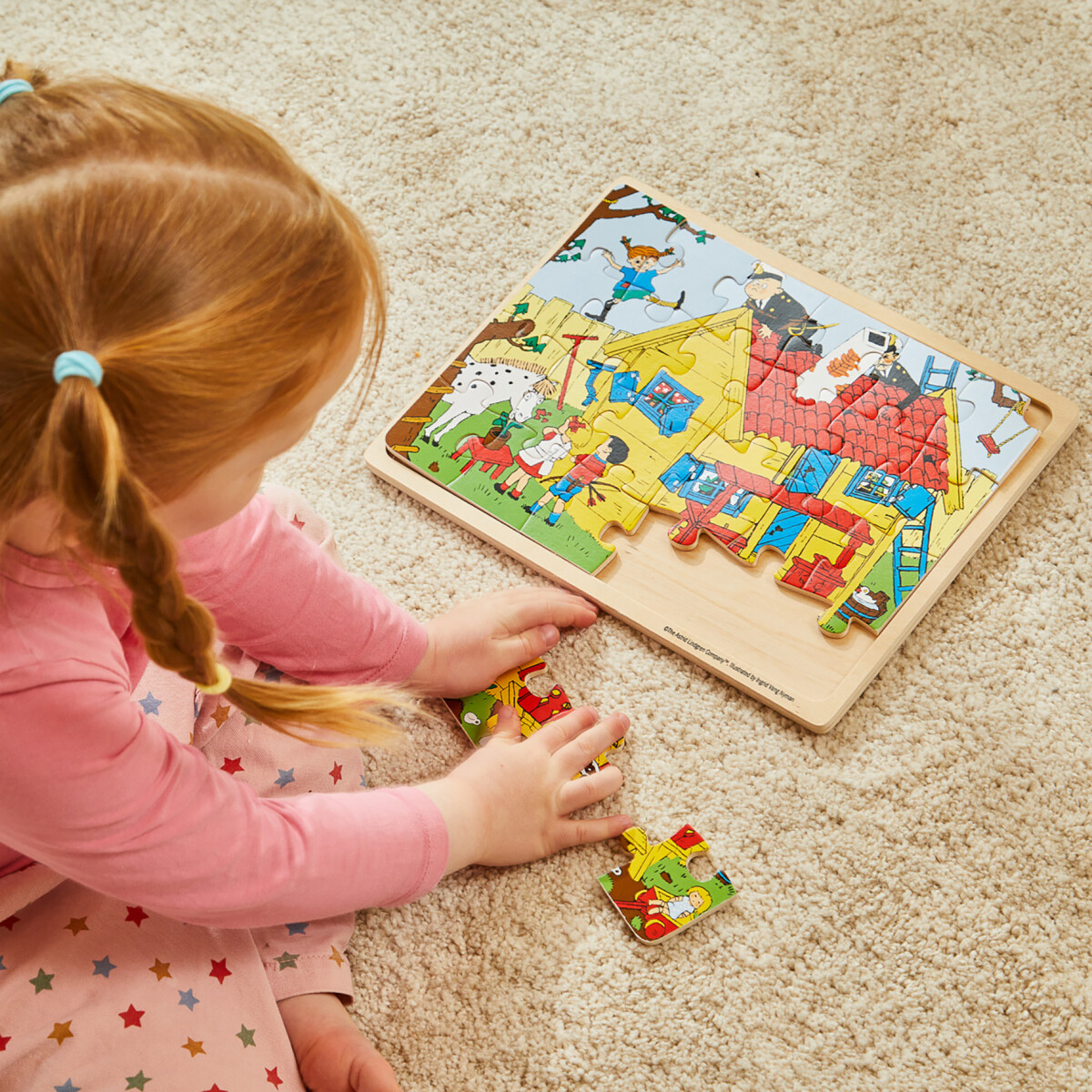Pippi Langstrømpe - Rammepuslespil I Træ - 24 Brikker - Barbo Toys