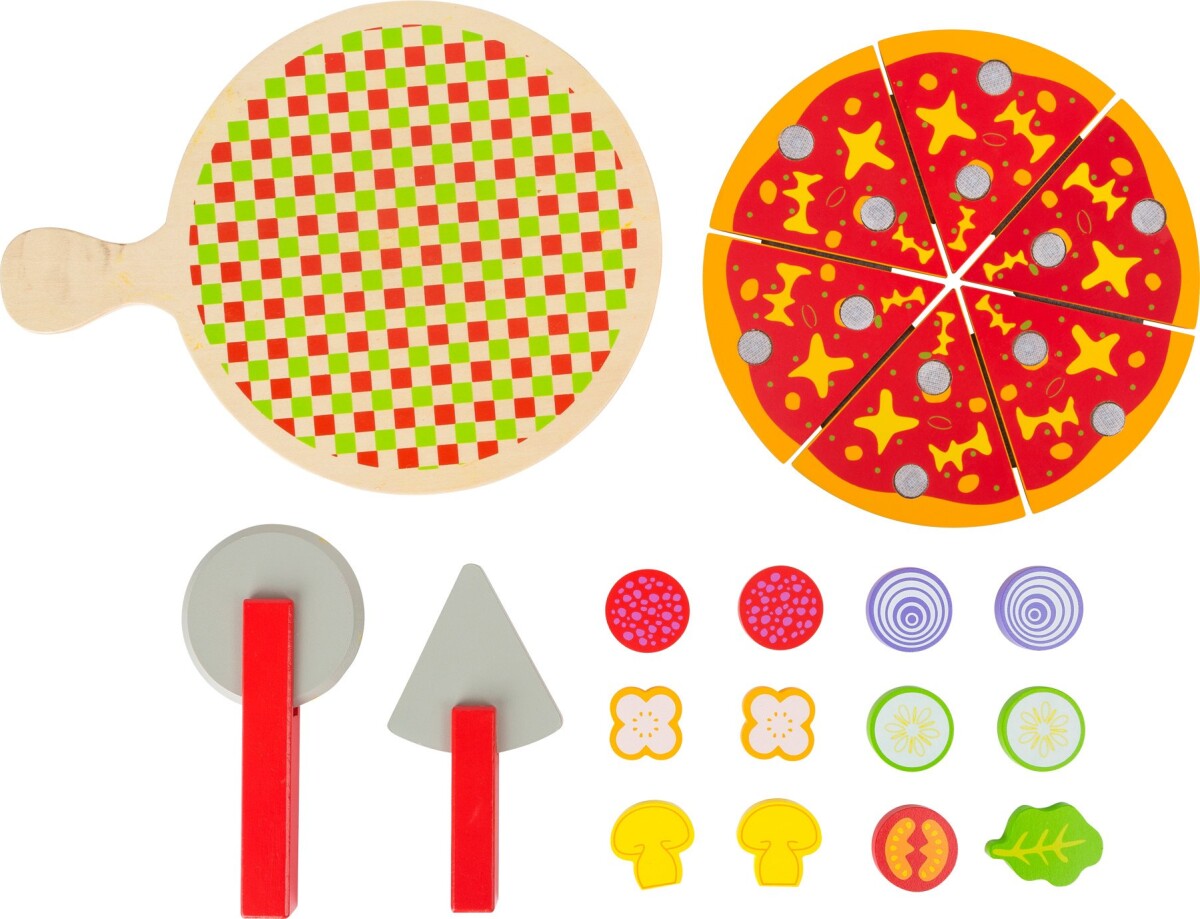 Legemad I Træ Med Velcro - Pizza Sæt - Small Foot
