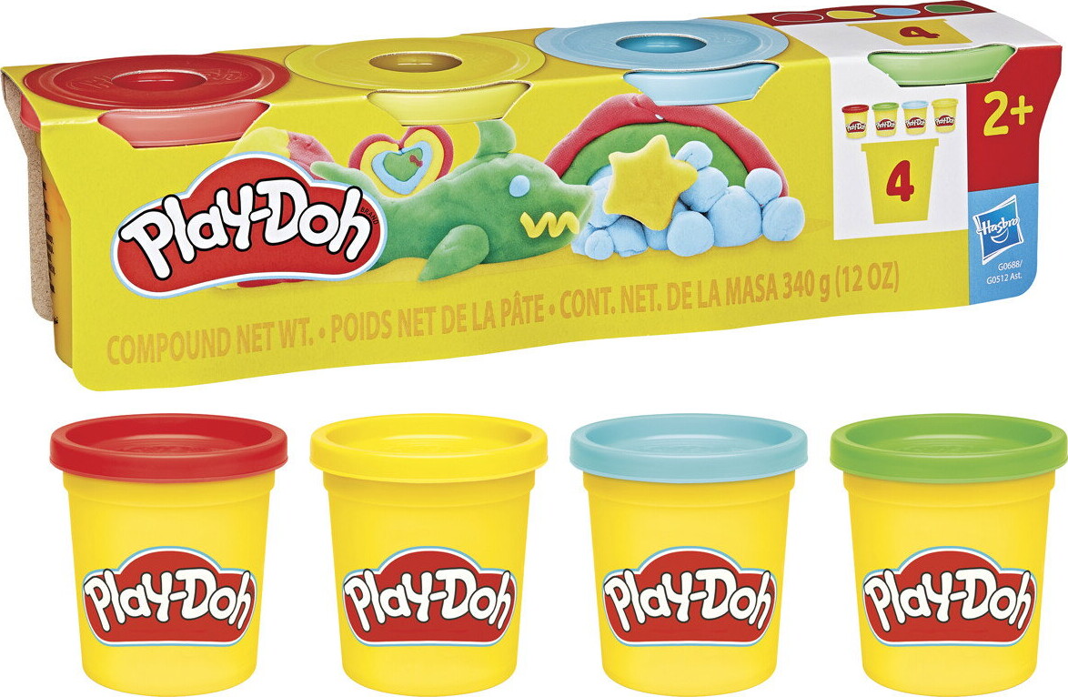 Play-Doh - Modellervoks 4-Pak 340 G - Assorteret - Hasbro G0512