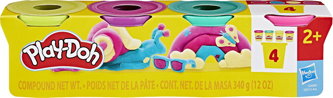 Play-Doh - Modellervoks 4-Pak 340 G - Assorteret - Hasbro G0512