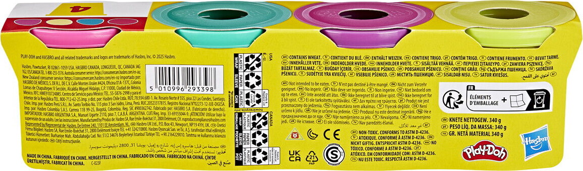 Play-Doh - Modellervoks Sæt - 4-Pak - Livlige Farver - 340 G