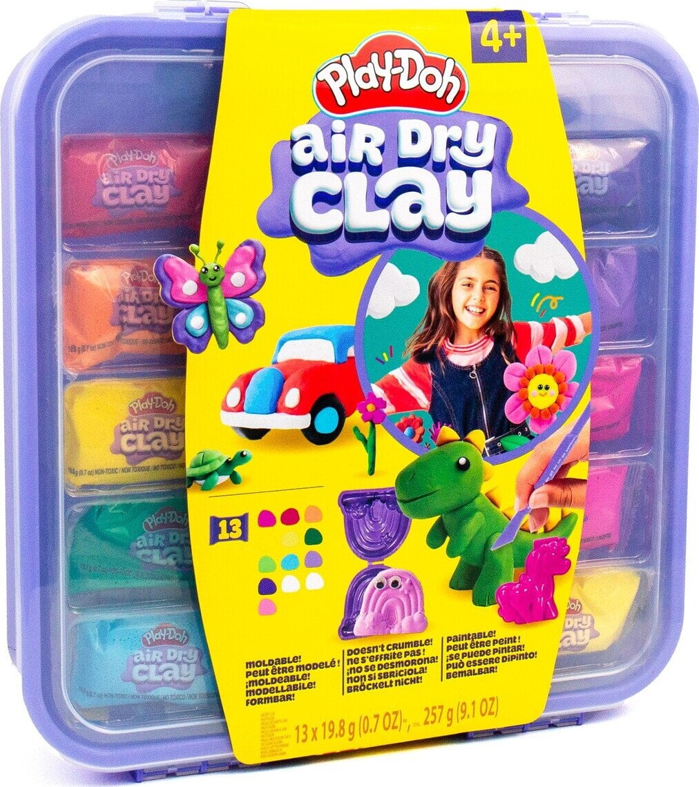 Play-Doh - Air Dry Clay - Lufttørrende Ler I Kasse - 13 Farver