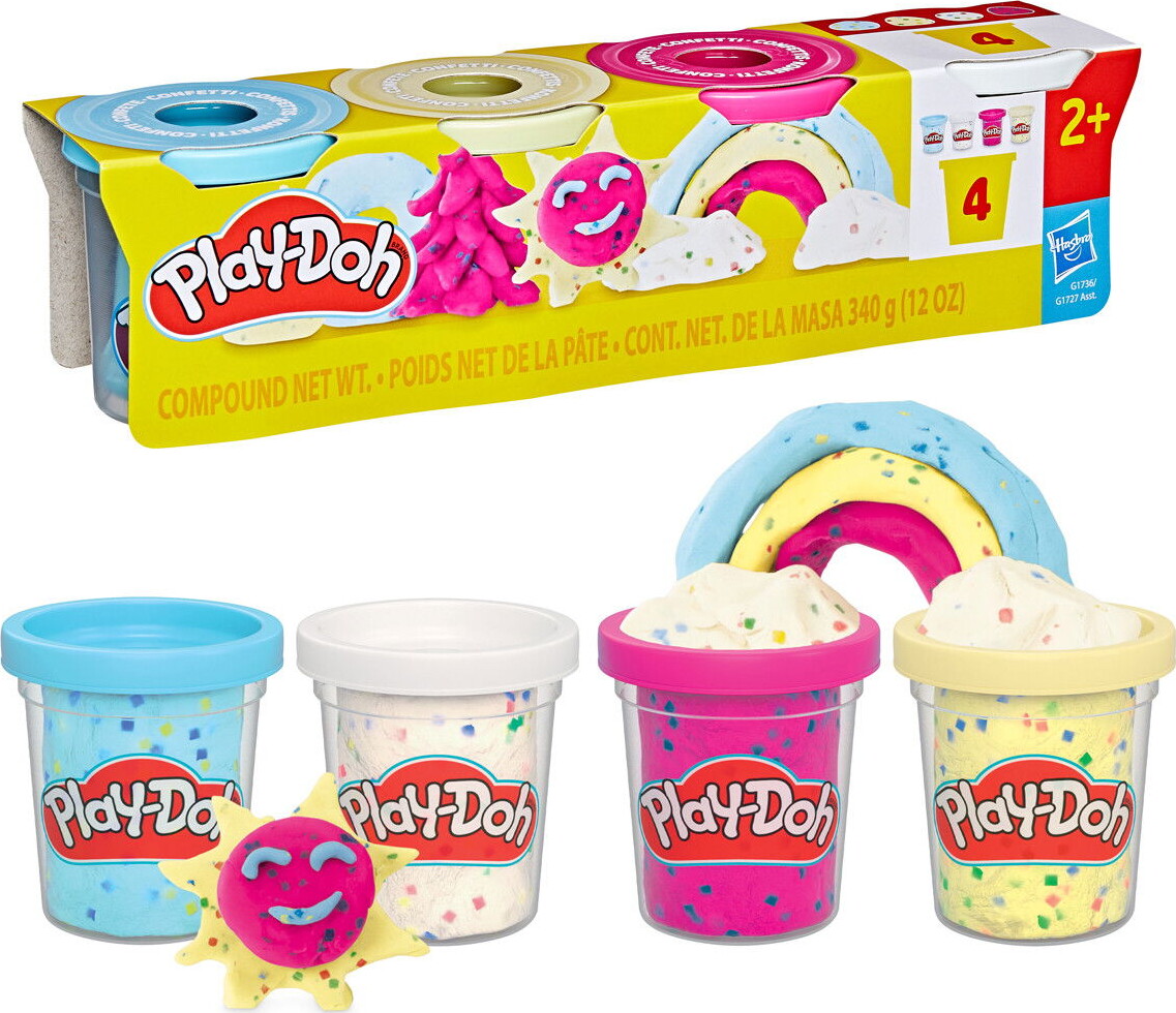 Play-Doh - Specialitet Modellervoks - Konfetti Sjov - 4-Pak - 340 G