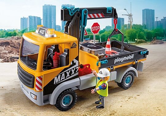 Playmobil Action Heroes - Byggelastbil Med Kran - 71750