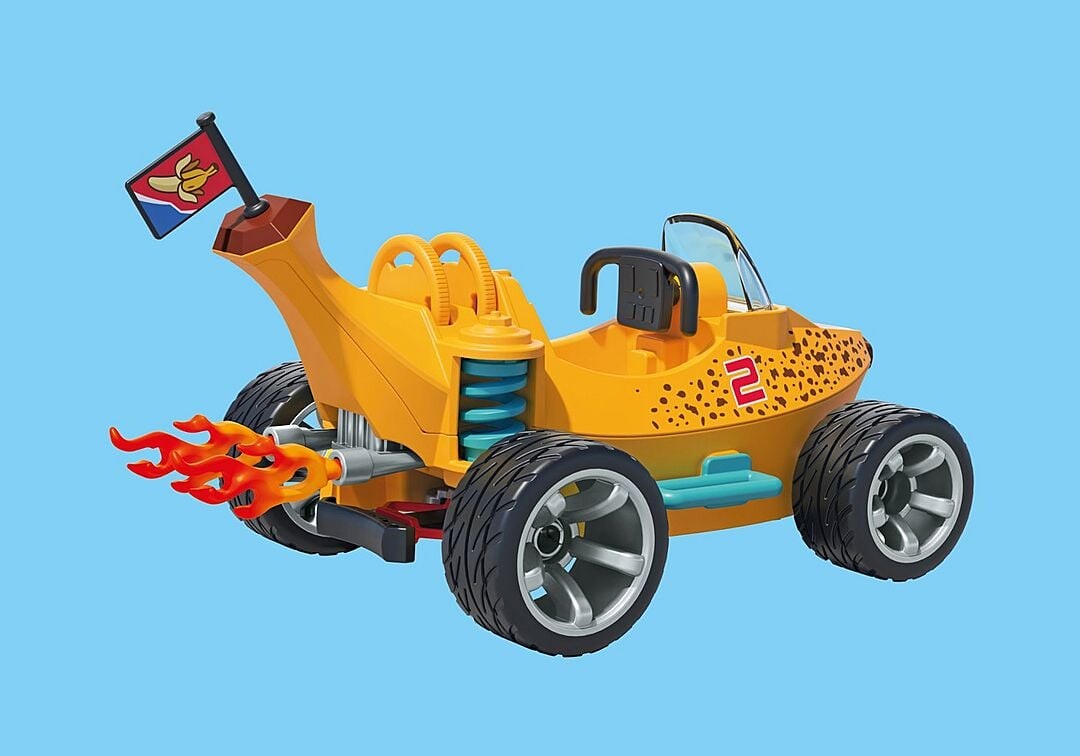 PLAYMOBIL Funstars 71634 Racing Pizza – Kart Con Motor Retráctil Para Carreras Locas, Juguete Dinámico Para Niños Y Niñas +4 Años