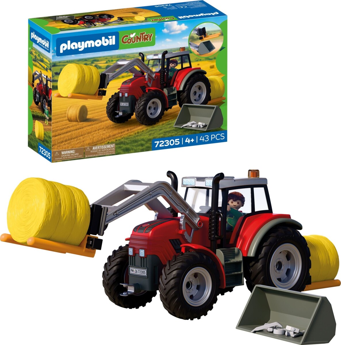 Playmobil - Large Tractor With Hay Bales 72305
