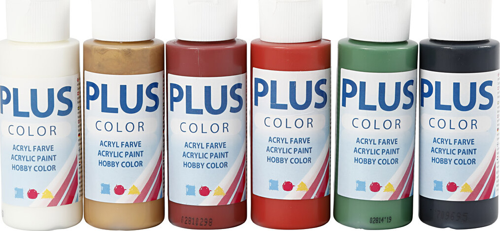 Plus Color Hobbymaling - Akrylfarver - Julefarver Sæt - 6X60 Ml
