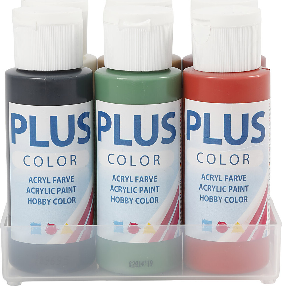 Plus Color Hobbymaling - Akrylfarver - Julefarver Sæt - 6X60 Ml