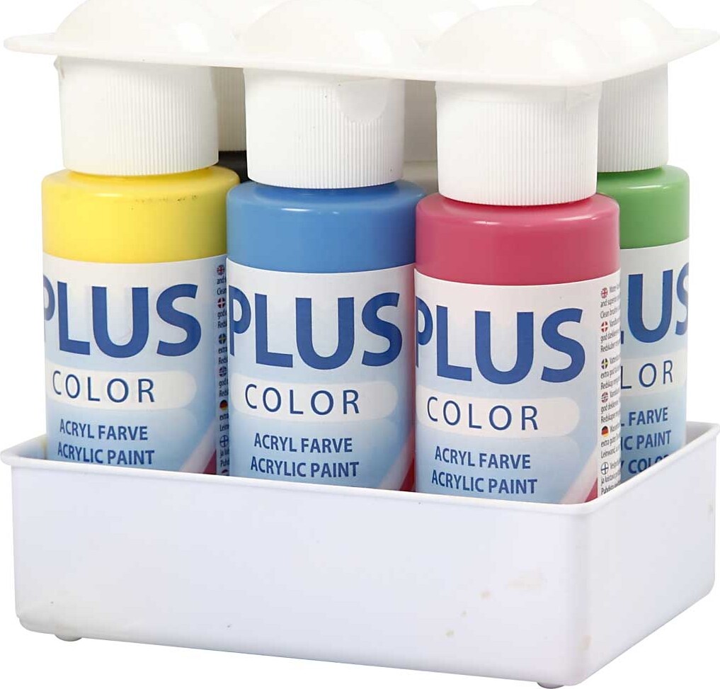 Plus Color Hobbymaling - Akrylfarver - Primærfarver Sæt - 6X60 Ml