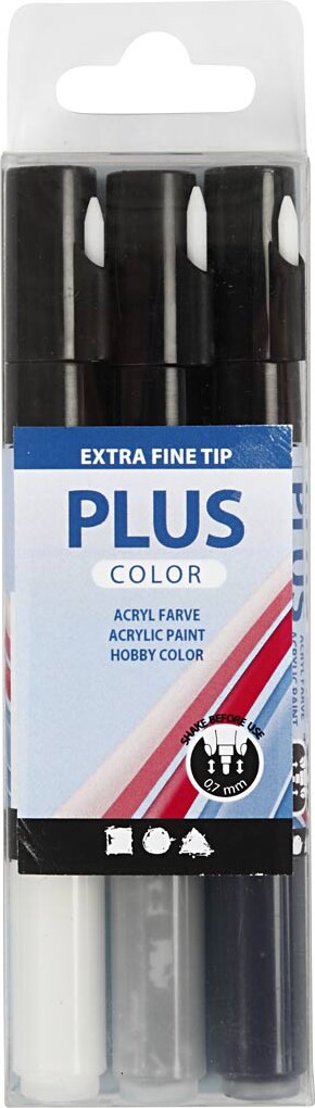 Plus Color Tusch - L 14 5 Cm - Tykkelse 0 7 Mm - Sort - Råhvid - Rain Grey