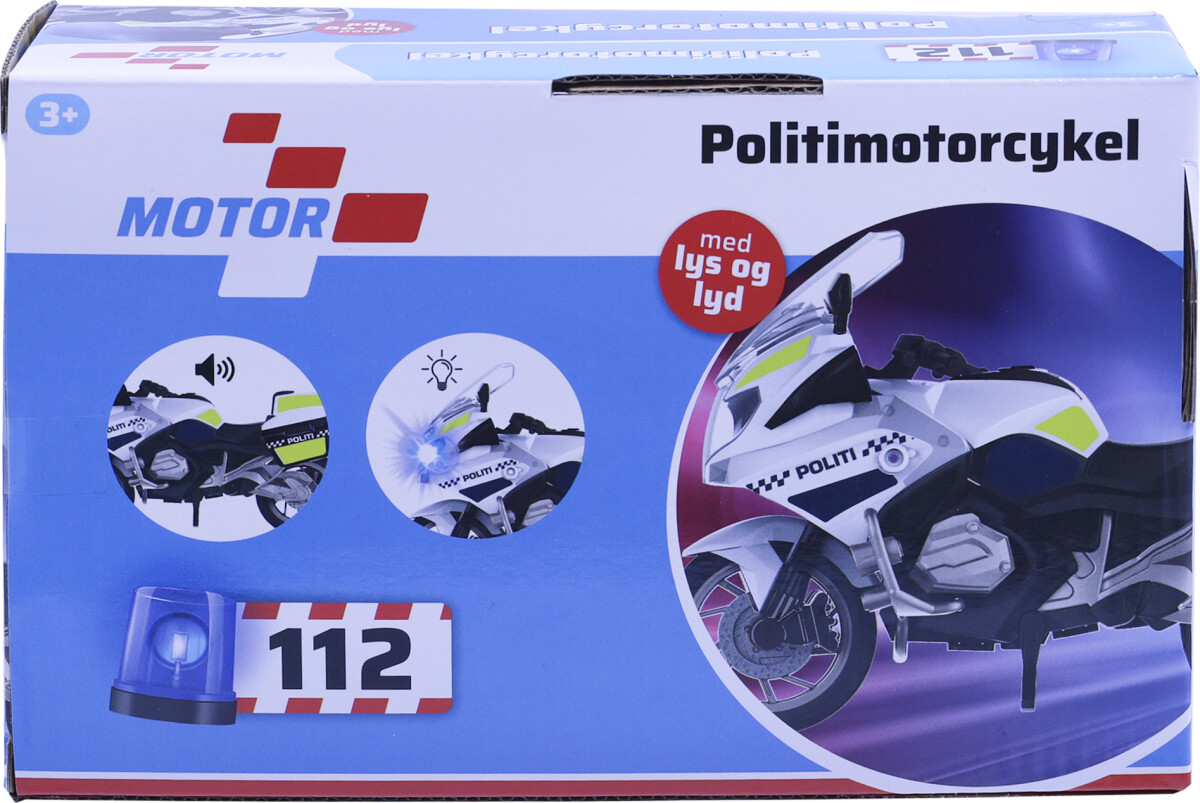 Politi Motorcykel Legetøj Med Lys Og Lyd - 18 Cm