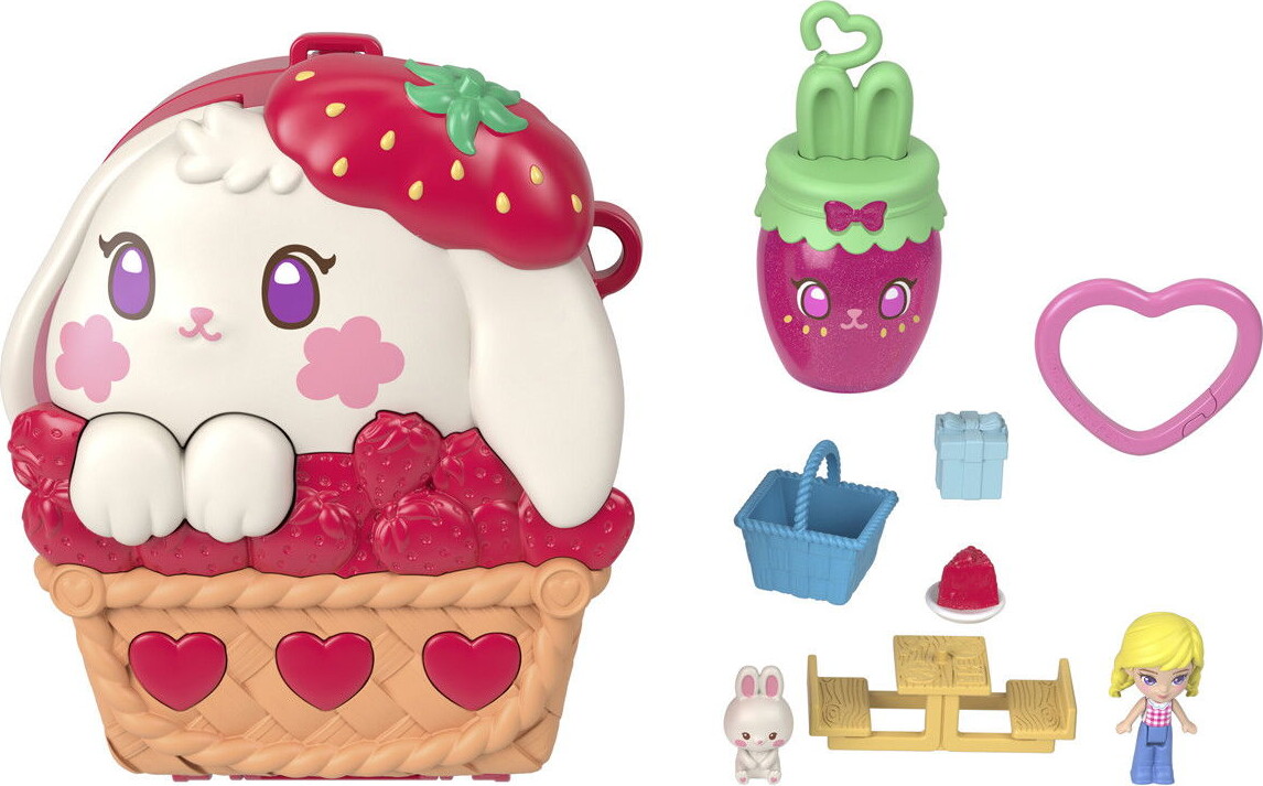 Polly Pocket - Core Compact Strawberry Bunny Basket - Mattel
