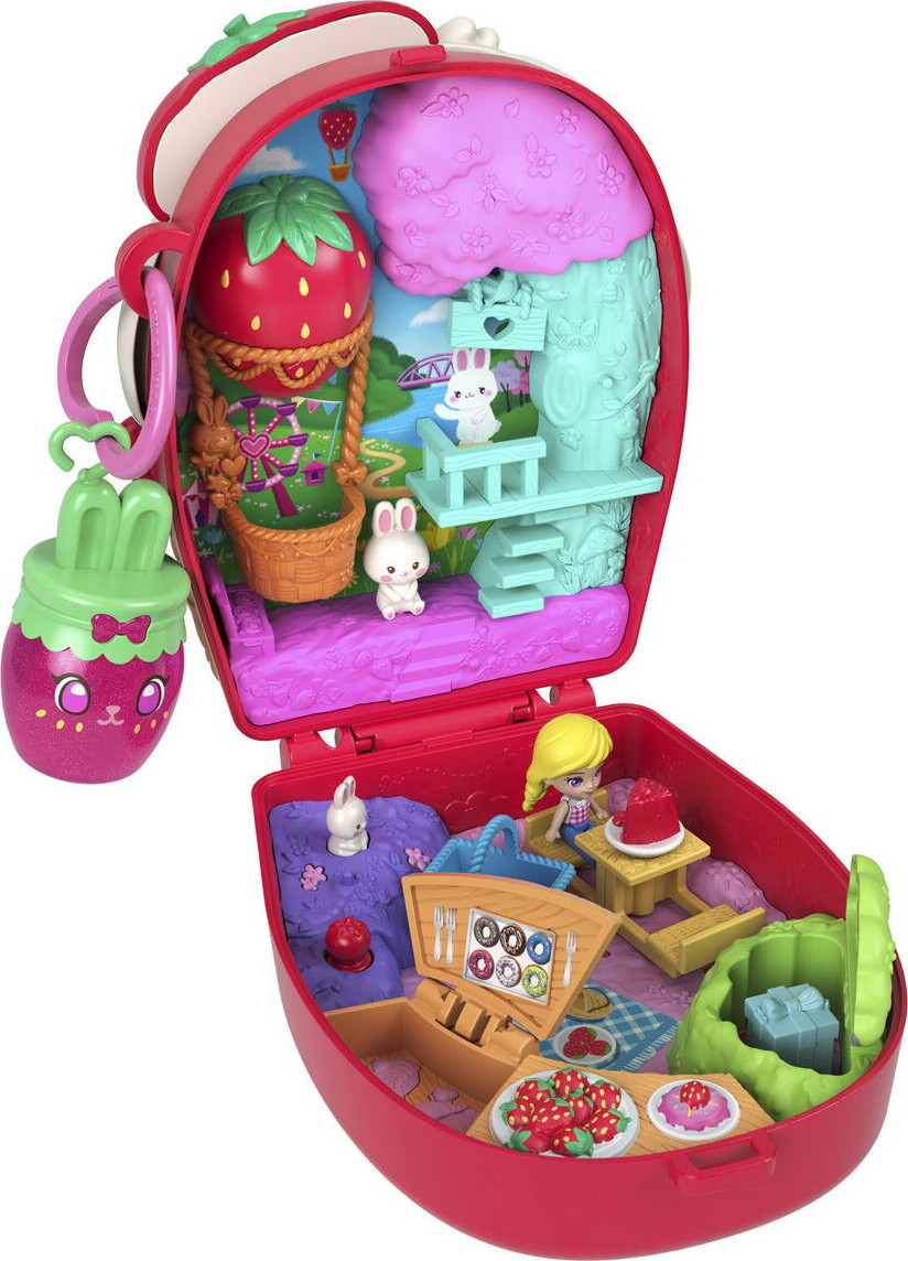 Polly Pocket - Core Compact Strawberry Bunny Basket - Mattel