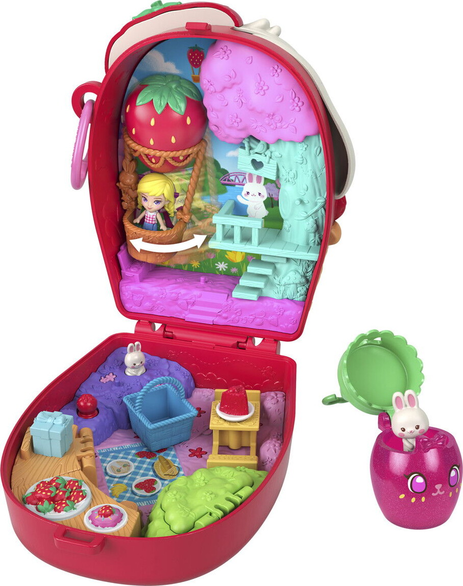 Polly Pocket - Core Compact Strawberry Bunny Basket - Mattel