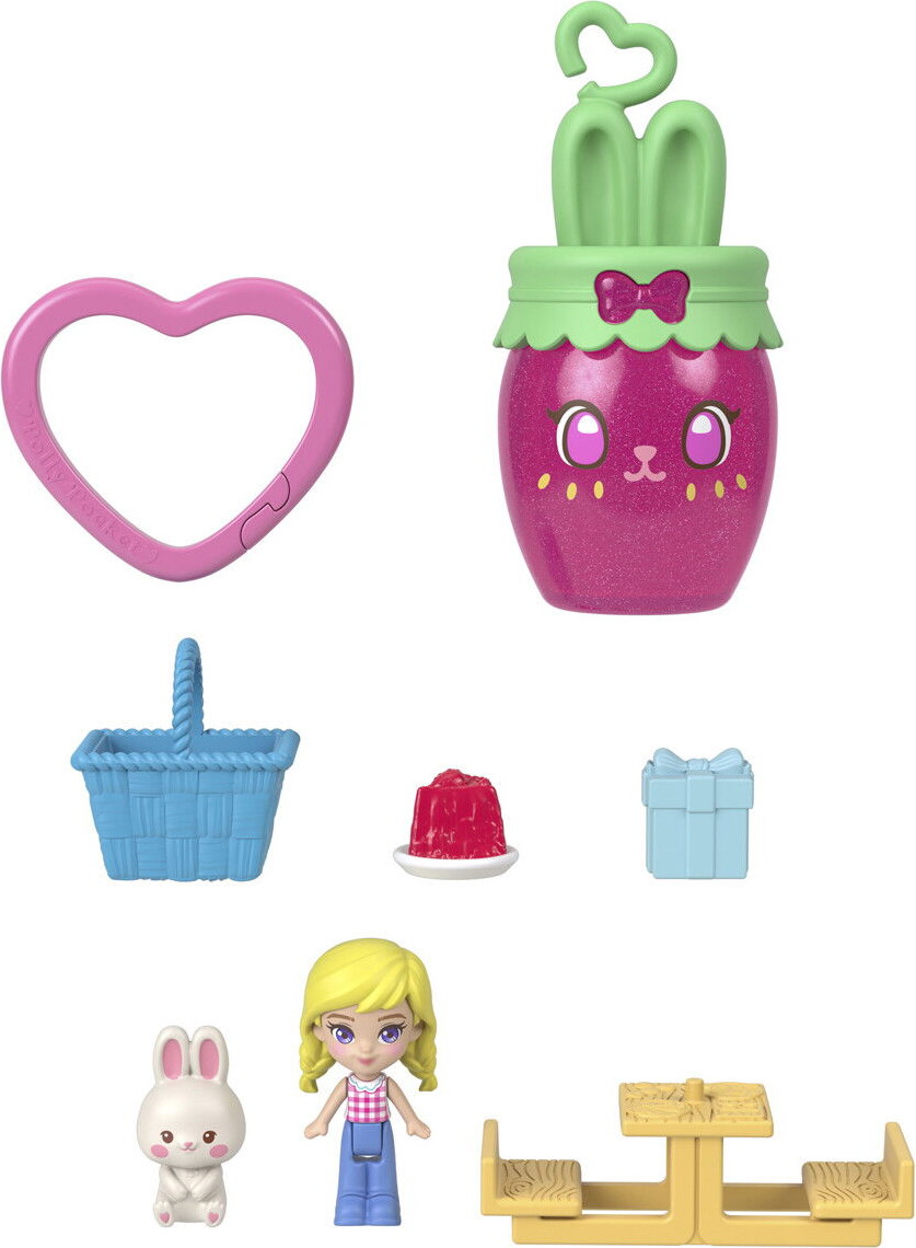 Polly Pocket - Core Compact Strawberry Bunny Basket - Mattel