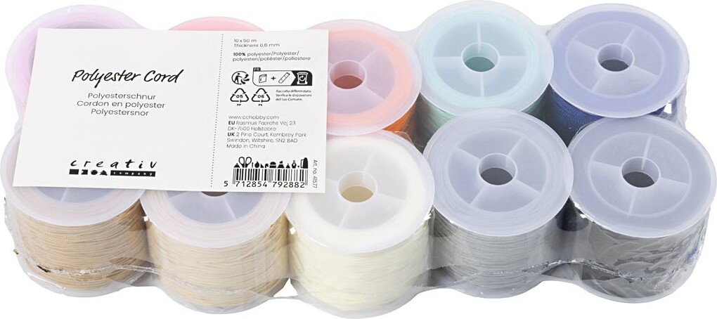 Polyester Snor - Tykkelse 0 6 Mm - Colorful - 10X50 M