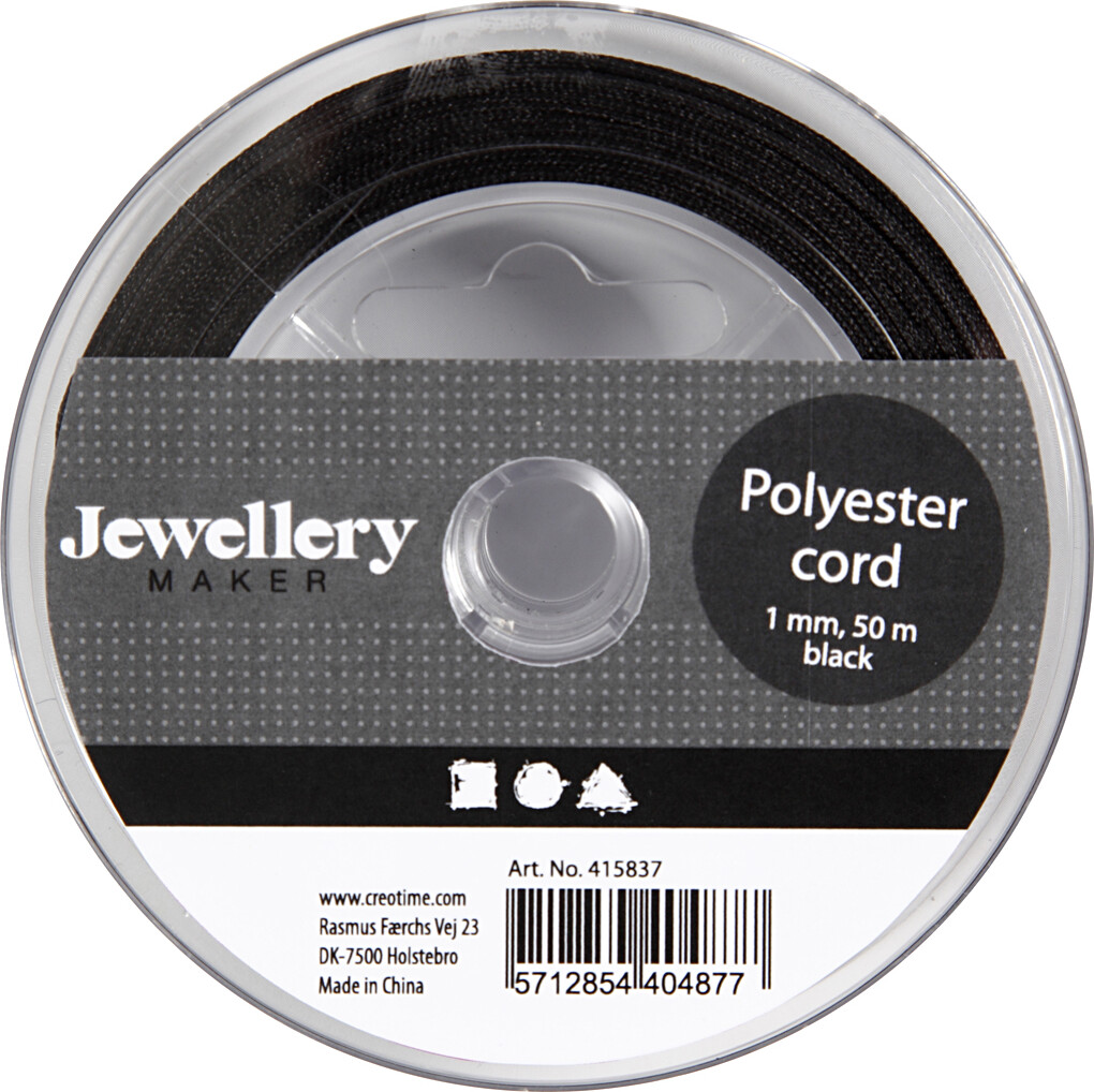 Polyester Snor - Tykkelse 1 Mm - Sort - 50 M