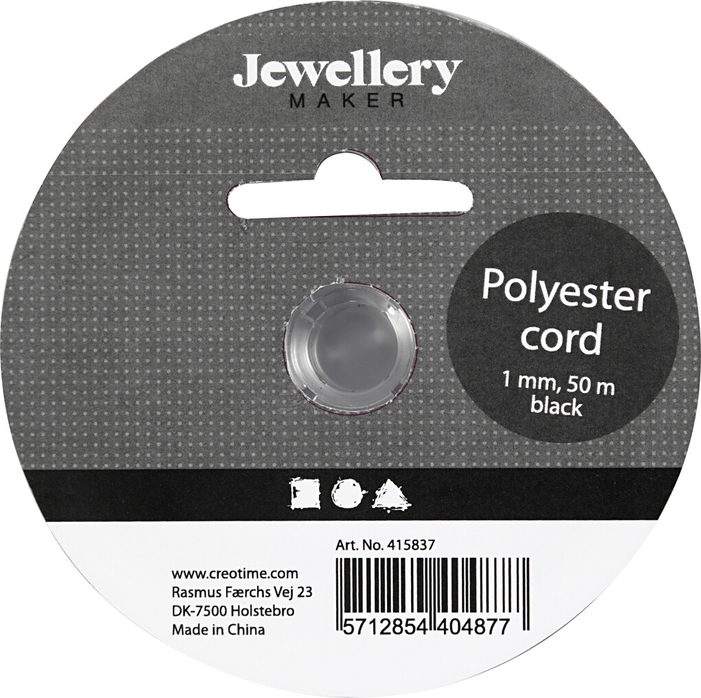Polyester Snor - Tykkelse 1 Mm - Sort - 50 M