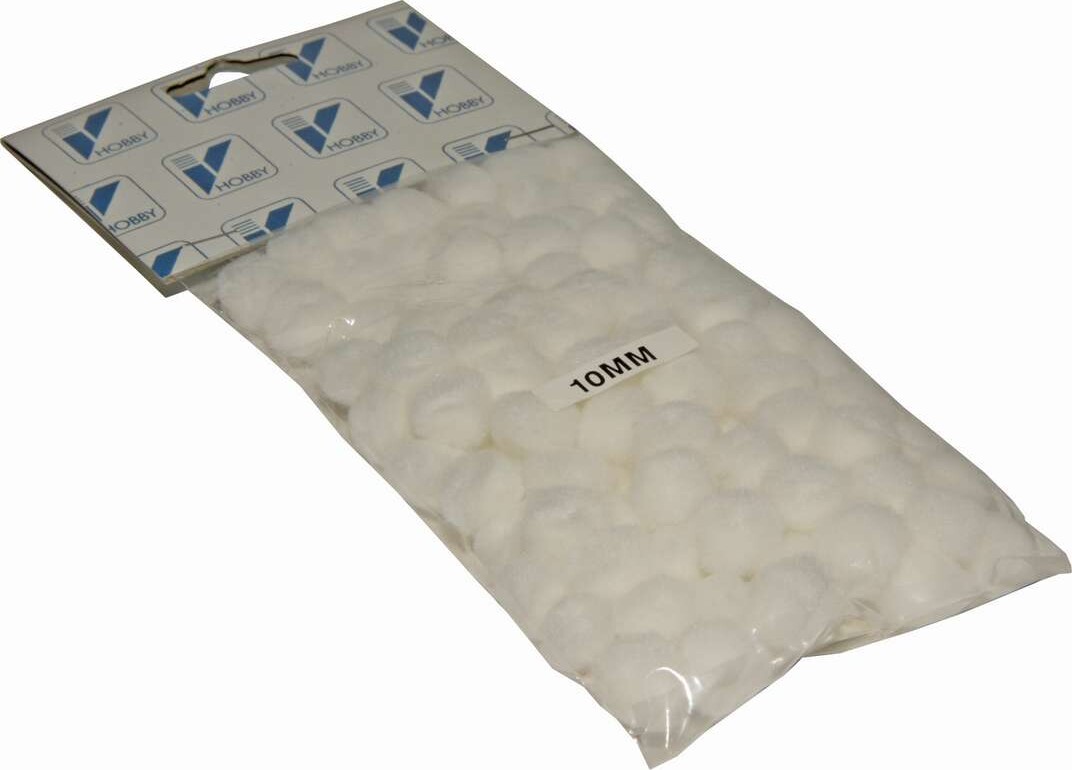 Pompon 10Mm Ca 100Stk Hvid