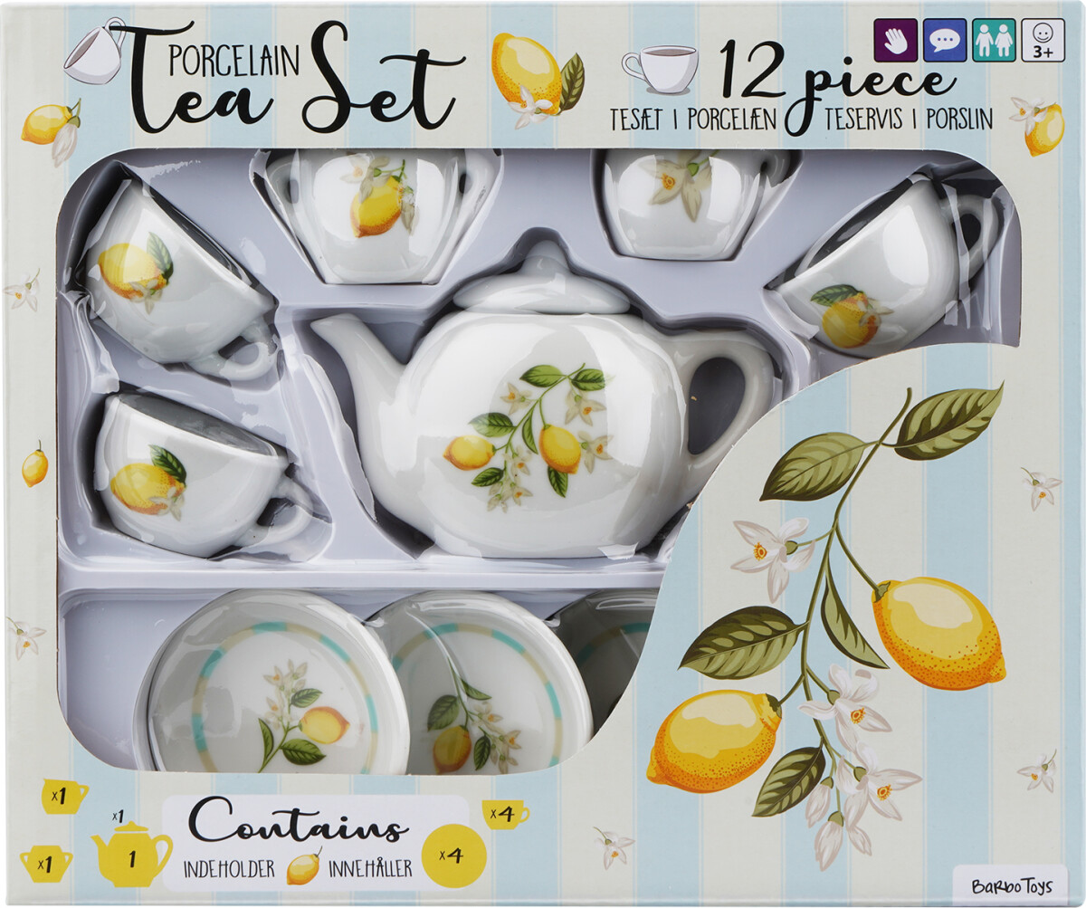 Testel Til Børn - Porcelæn - 12 Dele - Citron Tema - Barbo Toys