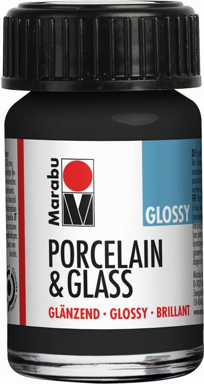 Glas Og Porcelænsmaling - Sort - Porcelain Glass Glossy - 15 Ml