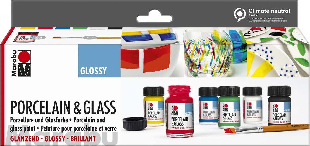 Glas Og Porcelænsmaling Sæt - Porcelain Glass Glossy - 6X15 Ml