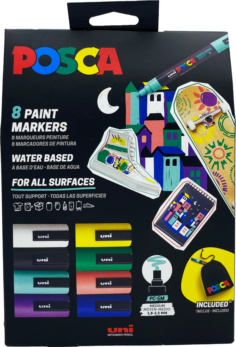 Posca - Vandbaserede Tusser Og Pose - Pc5M Markers - 8 Farver
