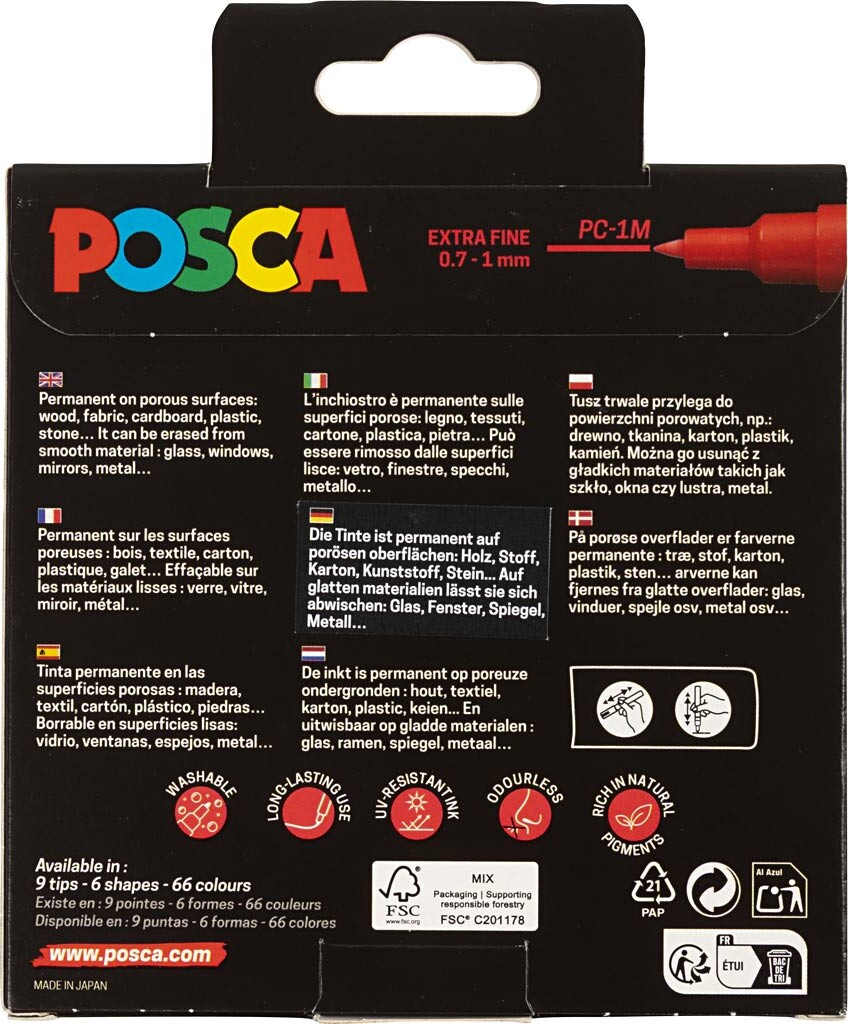 Posca Tusser - Uni Markers - Pc-1M - 0 7 Mm - Extra-Fine - 8 Stk