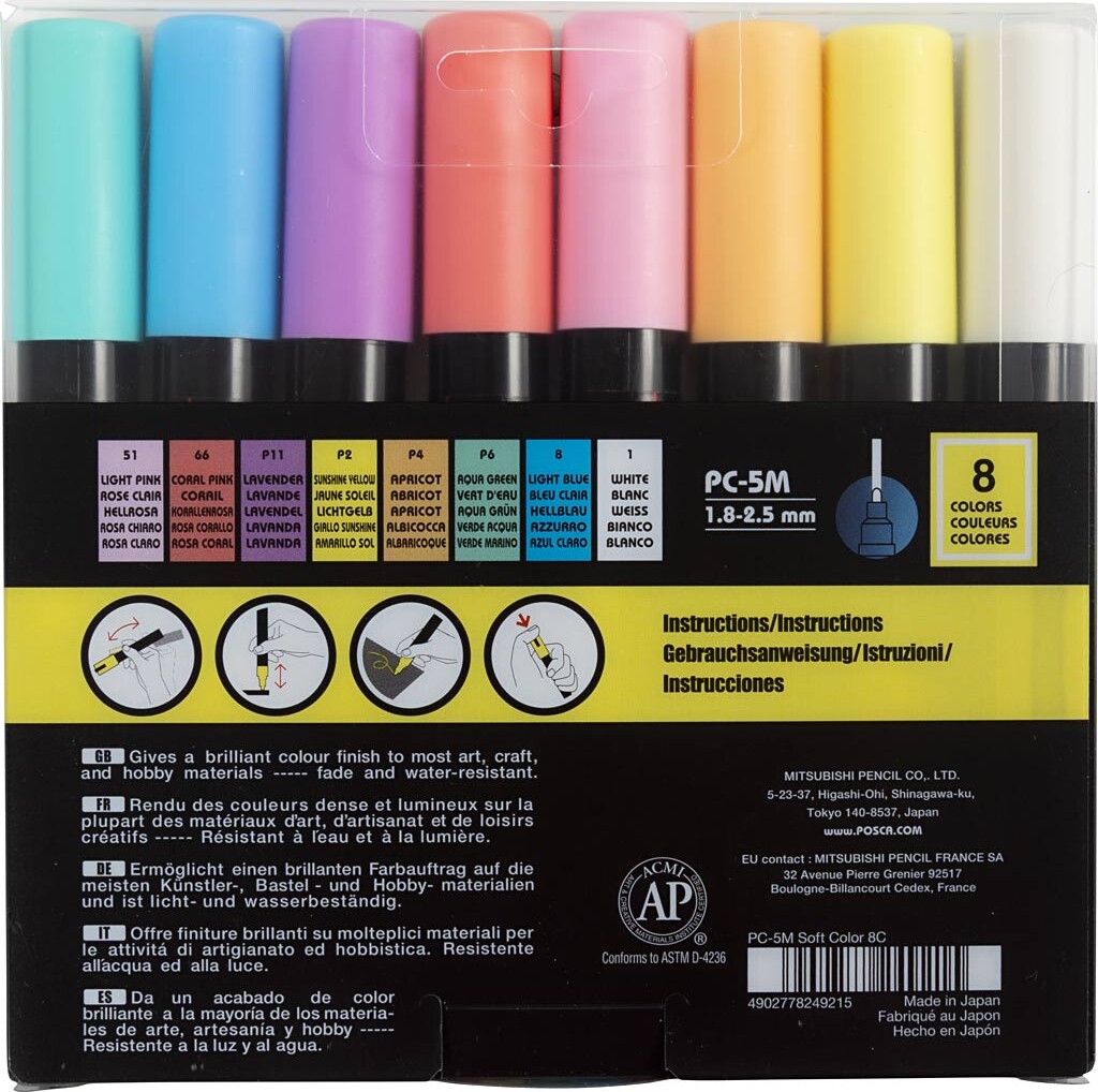 Posca Pastel Tusser - Uni - Pc-5M - 2 5 Mm - Medium - 8 Stk
