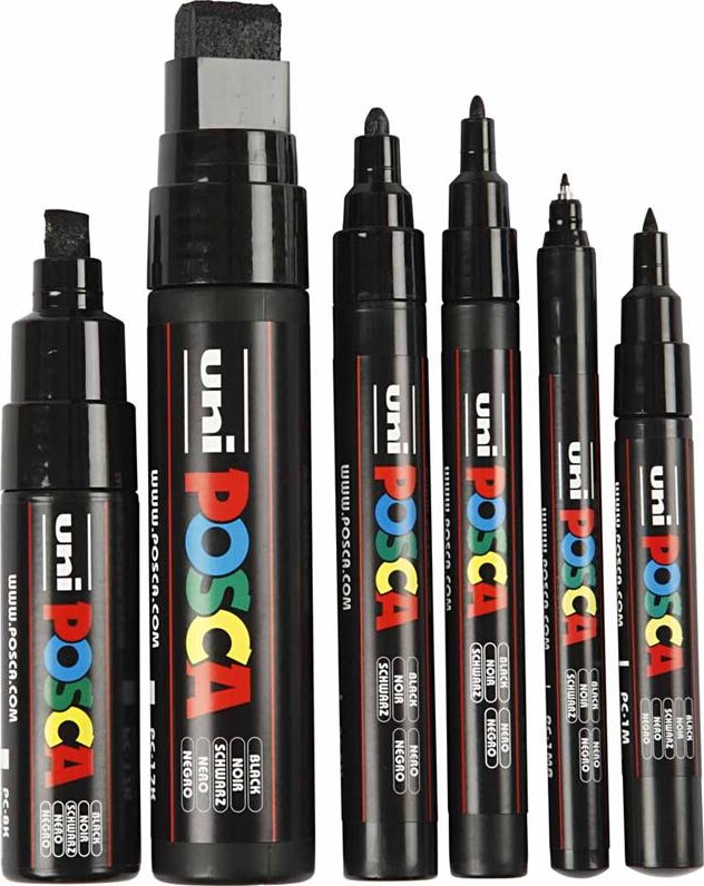 Posca Tusch - Tykkelse 0 7-15 Mm - Sort - 6 Stk