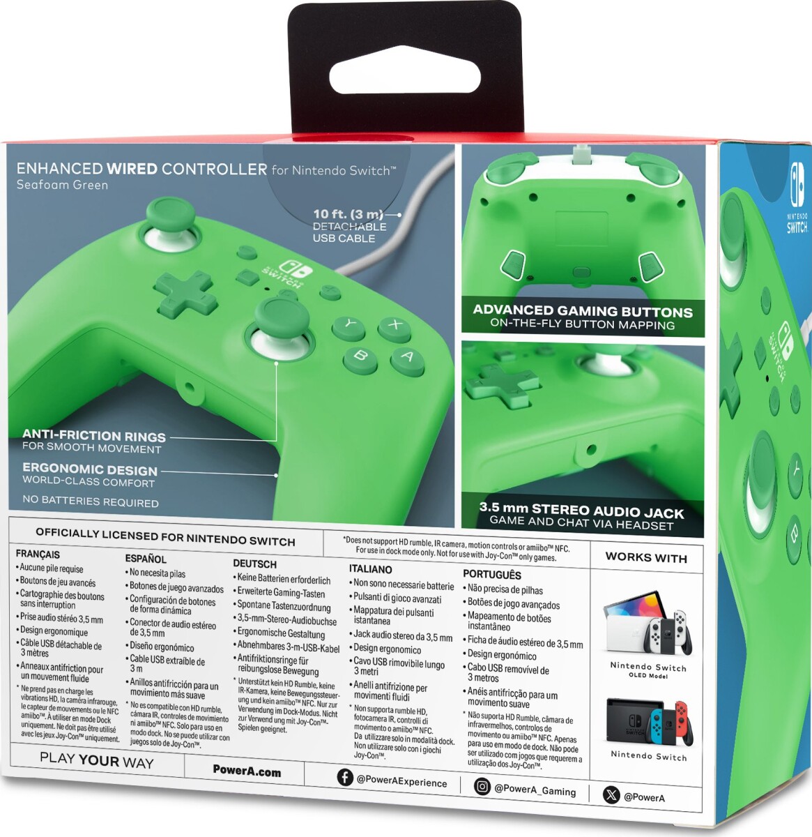 Powera - Enhanced Kablet Controller Til Nintendo Switch - Seafoam Green