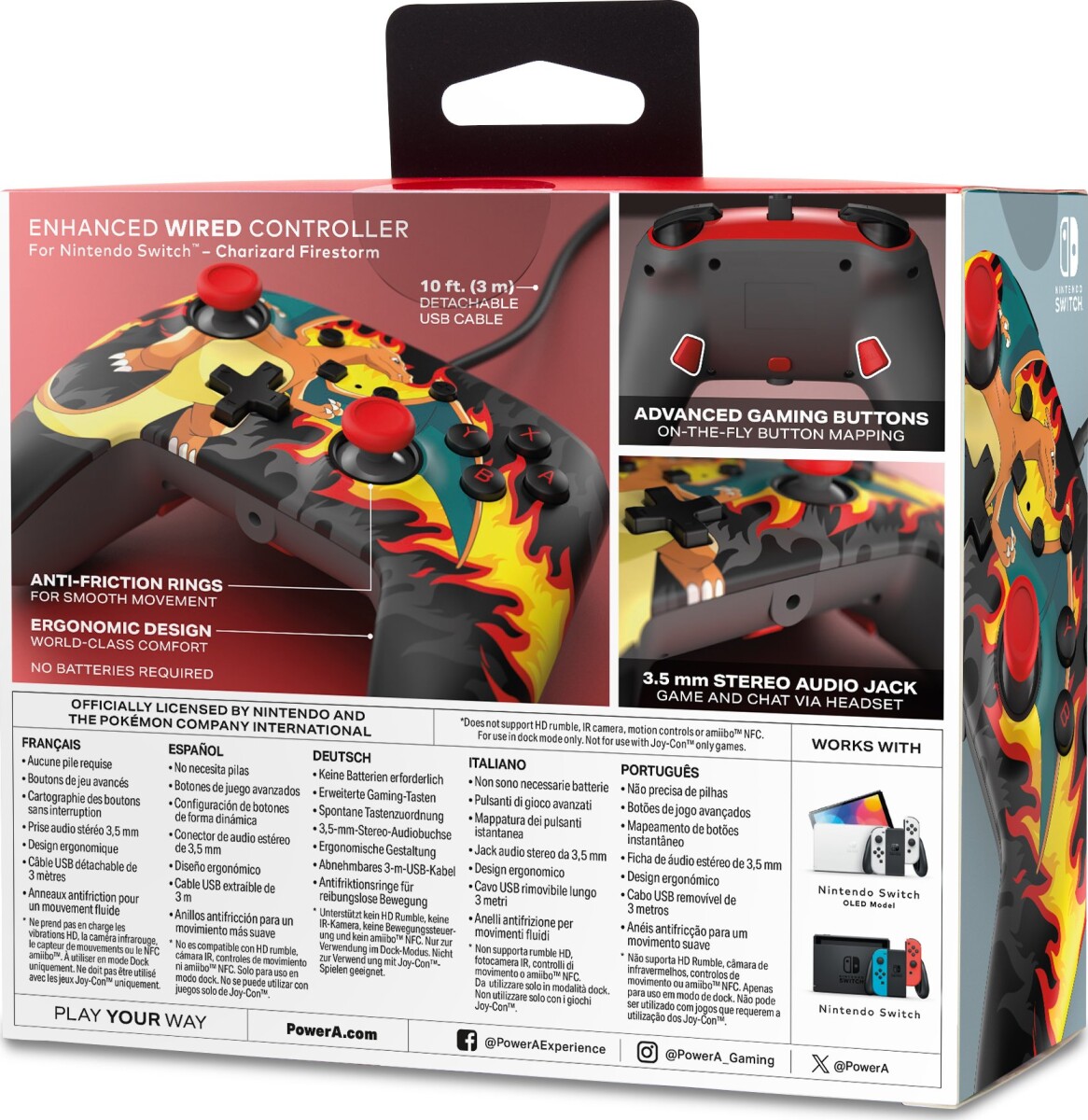 Powera Enhanced Wired Controller - Charizard Firestorm Nintendo Switch