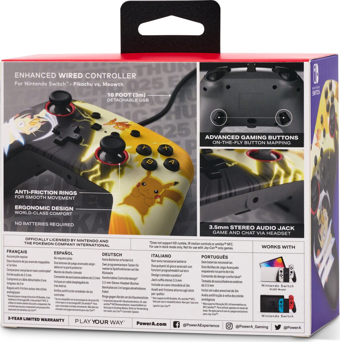 Powera Enhanced Wired Controller - Nintendo Switch - Pikachu Vs Meowth