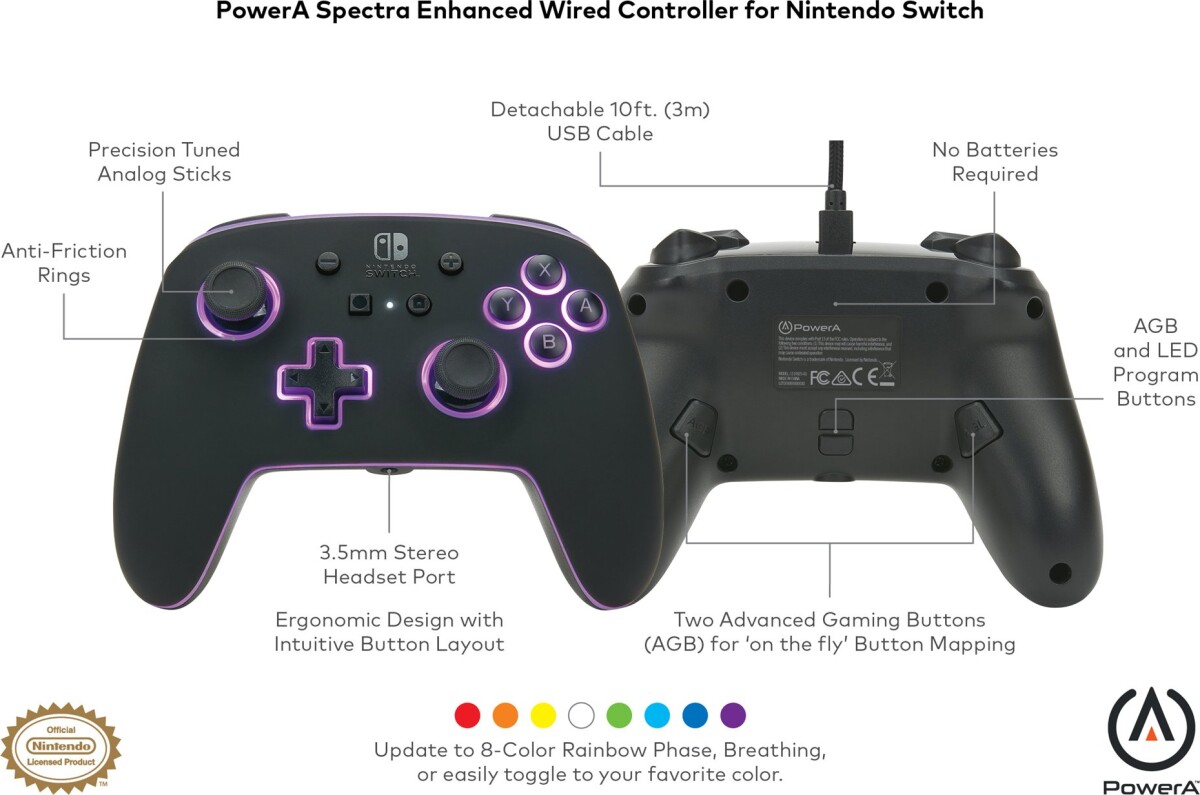 Powera Enhanced Wired Controller - Nintendo Switch Spectra - Black