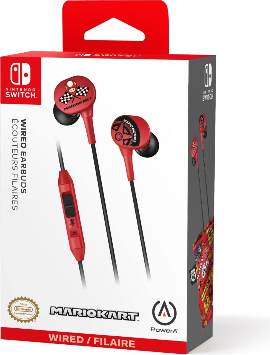 Powera Wired Earbuds - Mario Kart Motors Nintendo Switch