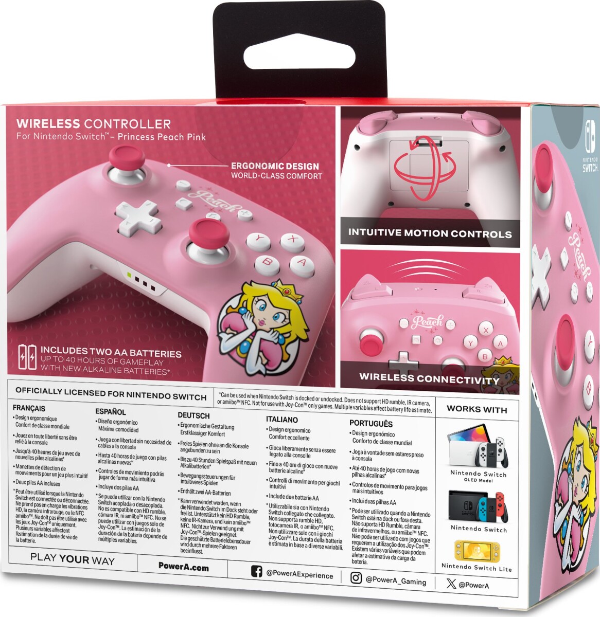 Powera Wireless Controller Princess Peach Pink Nintendo Switch