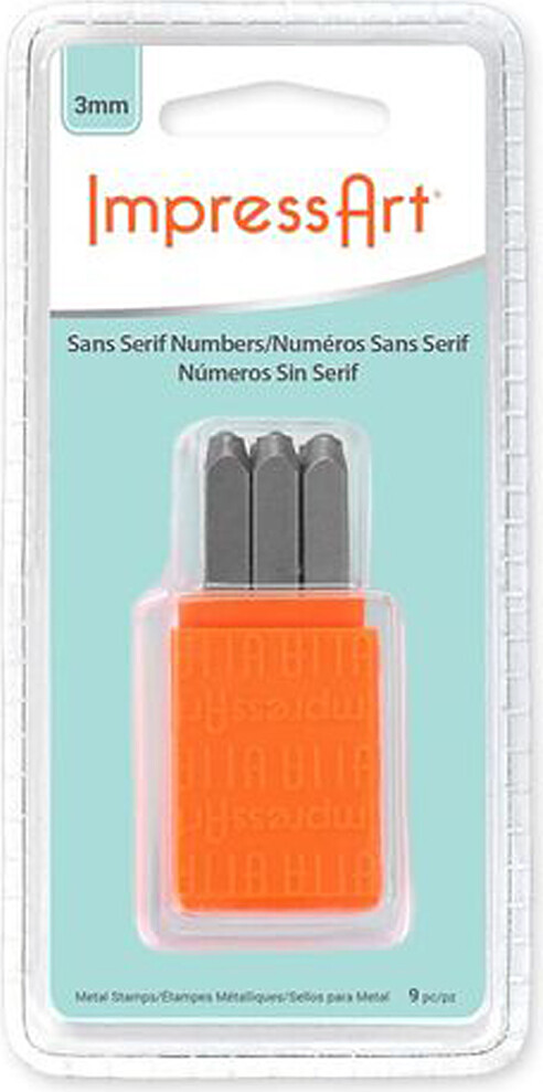 Prægestempler - Talrækken - Str 3 Mm - Skrifttype Sans Serif - 9 Stk