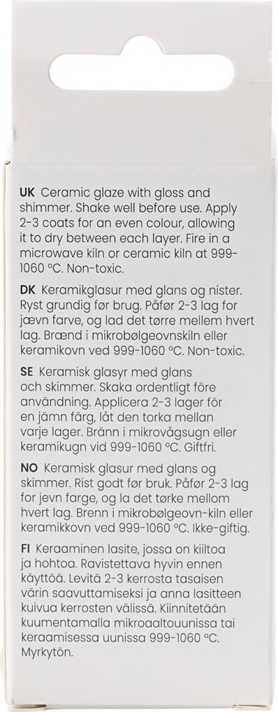 Prikket Keramik Glasur - 999-1060 C - Dækkende - Snow White - 60 Ml