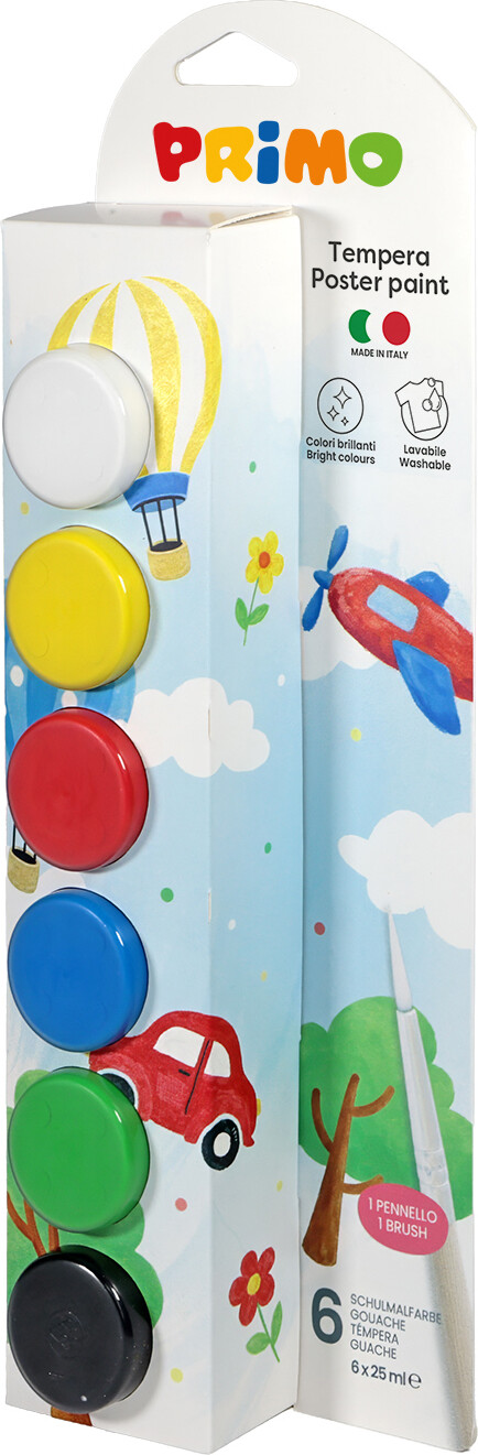 Primo - Plakatmaling 6 Bøtter 25 Ml - Basic