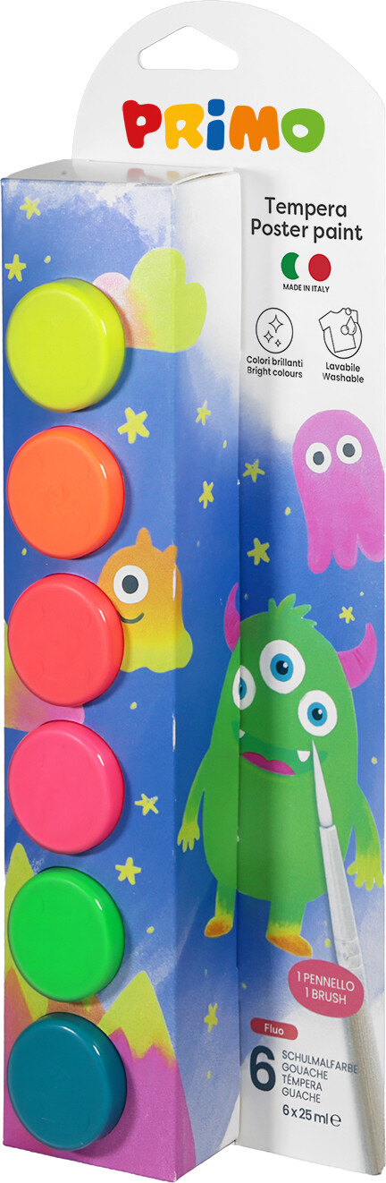 Primo - Plakatmaling 6 Bøtter 25 Ml - Neon