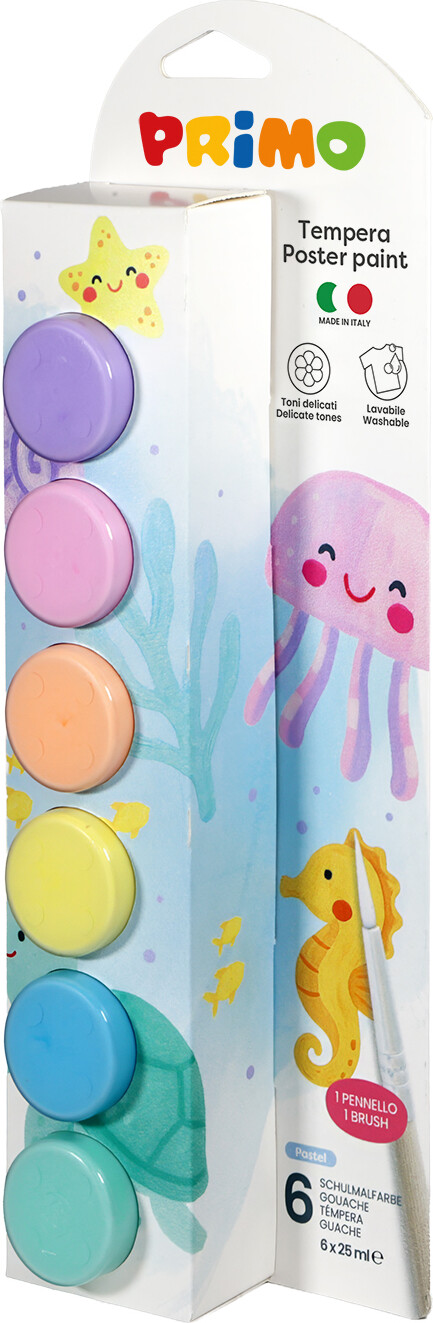 Primo - Plakatmaling 6 Bøtter 25 Ml - Pastel