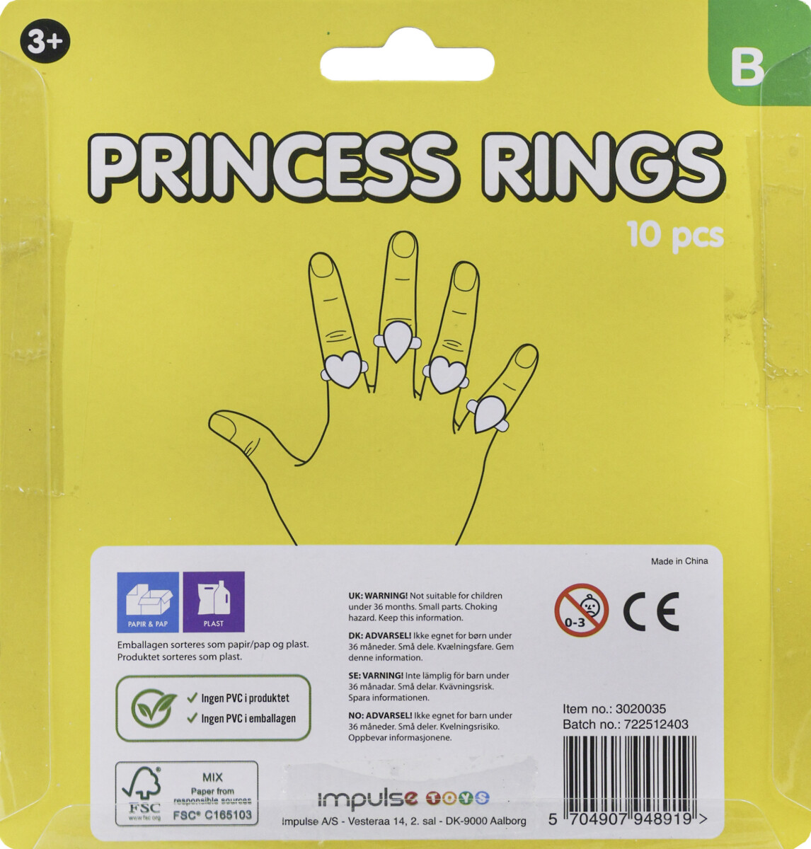 Prinsesse Ringe Til Børn - 10 Stk