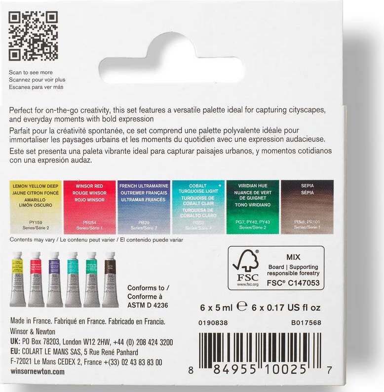 Winsor Newton - Professional Watercolour - Urban Sketching - 6X5 Ml