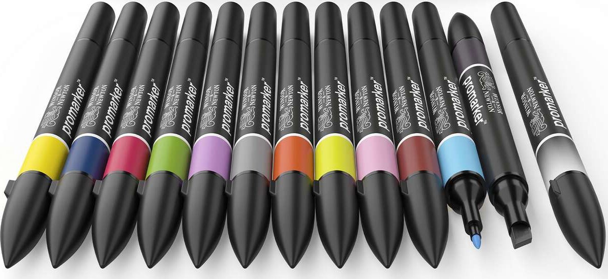 Winsor Newton - Promarker Tusser - Sæt 1 - 12 Farver